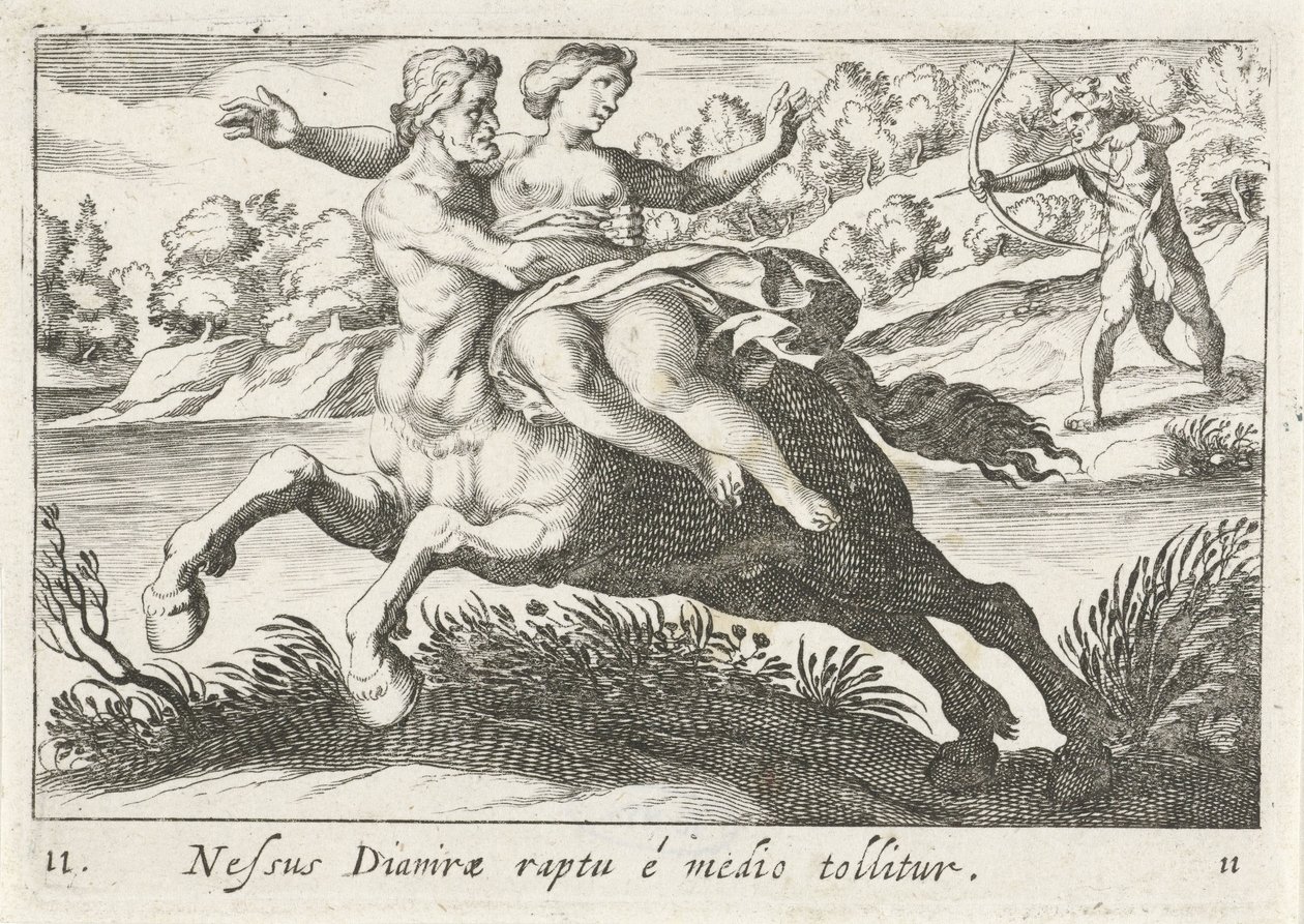 Nessus intenta secuestrar a Deianira de Simon Frisius