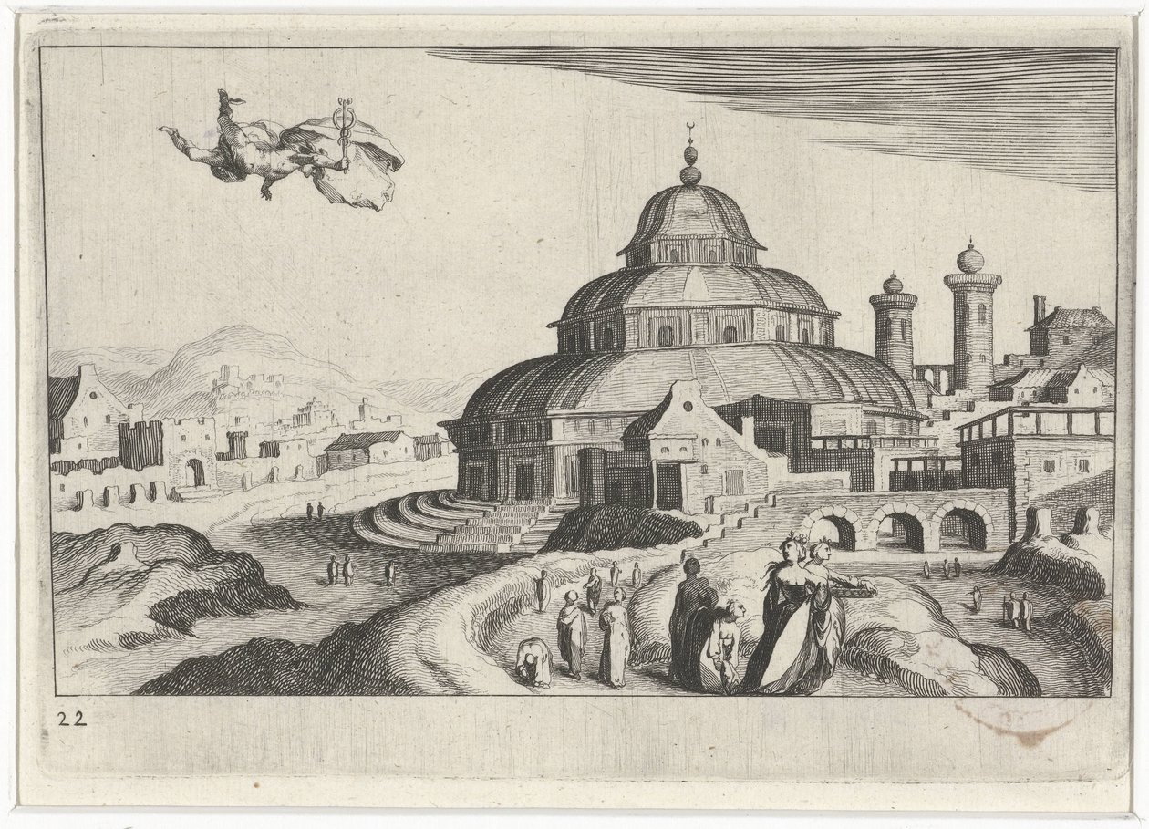 paisaje urbano con mercurio Paisajes del sur de Europa (título de la serie) Topographia variarum regionum (título de la serie) de Simon Frisius