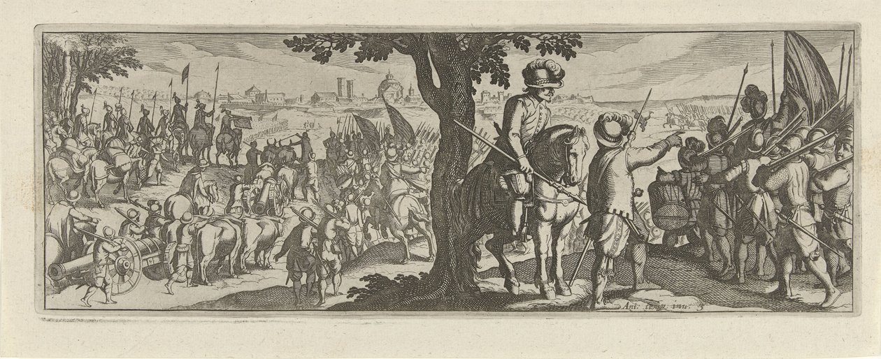 Twee soldaten onder een boom Caballería (título de la serie) Faecvnda lo que es la amada de Febo y la agradecida Florentia a los hombres de agudo genio, bastante lo muestran las pvgnas, enthea por la fuerza de los pechos que Mercurio talló al oportuno clie de Simon Frisius