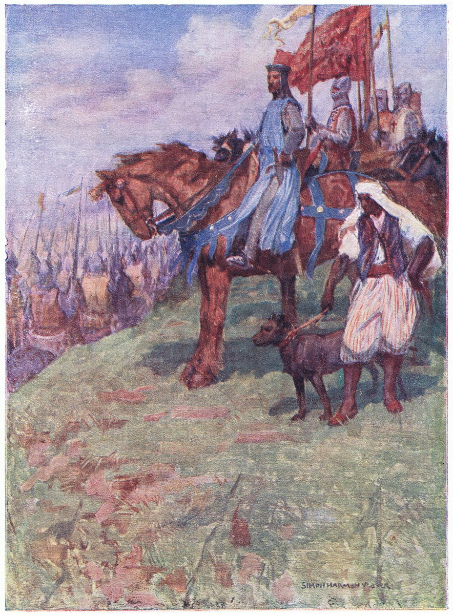 El buen rey estaba sentado a caballo a mitad de la montaña de Simon Harmon Vedder