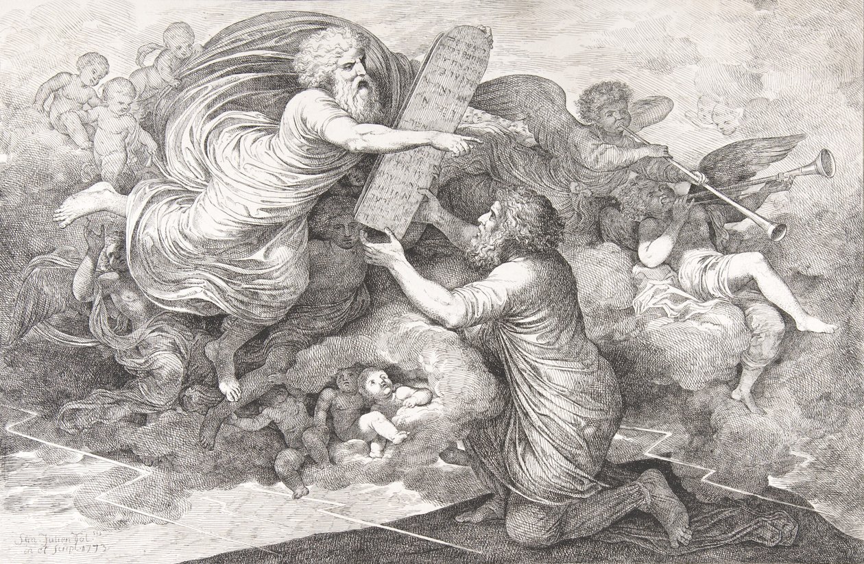 Moisés en el Sinaí, Las tablas de la ley judía, 1773 de Simon Julien