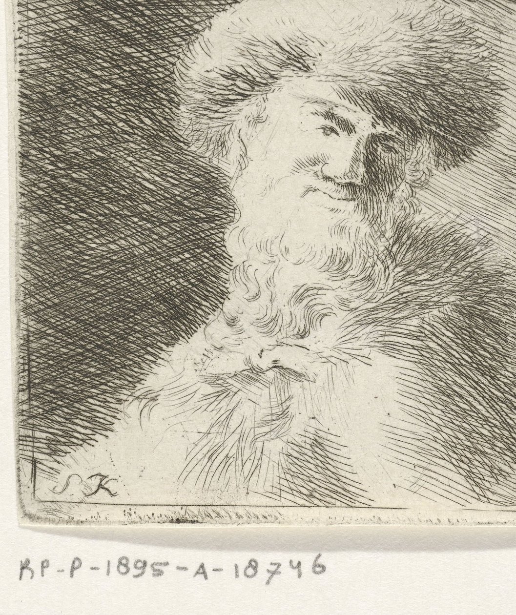 Retrato de un hombre desconocido con un sombrero de piel. de Simon Klapmuts