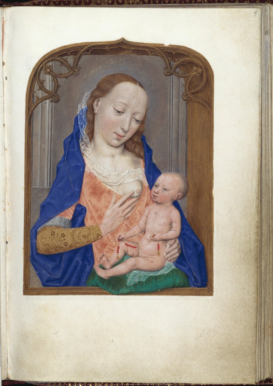Retrato de busto de la Madonna en un marco gótico de Simon Marmion