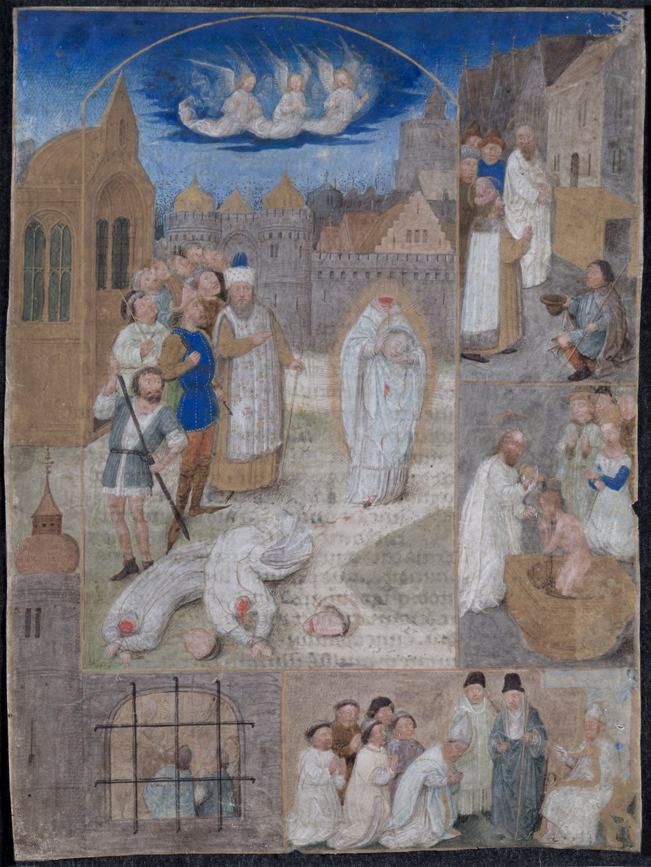 Hoja extraída de un breviario de Carlos el Temerario y Margarita de York..., c. 1467-1470 de Simon Marmion