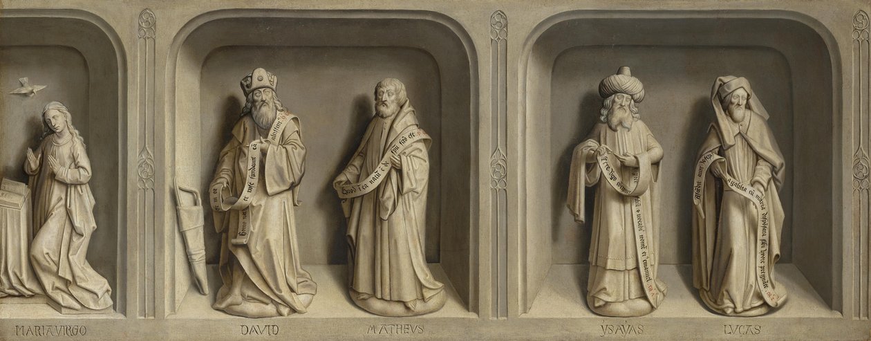 Escenas de la vida de san Bertín y la Anunciación a María con profetas y evangelistas de Simon Marmion