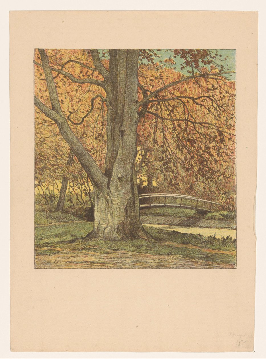 Árbol junto al arroyo en otoño de Simon Moulijn (attributed to)