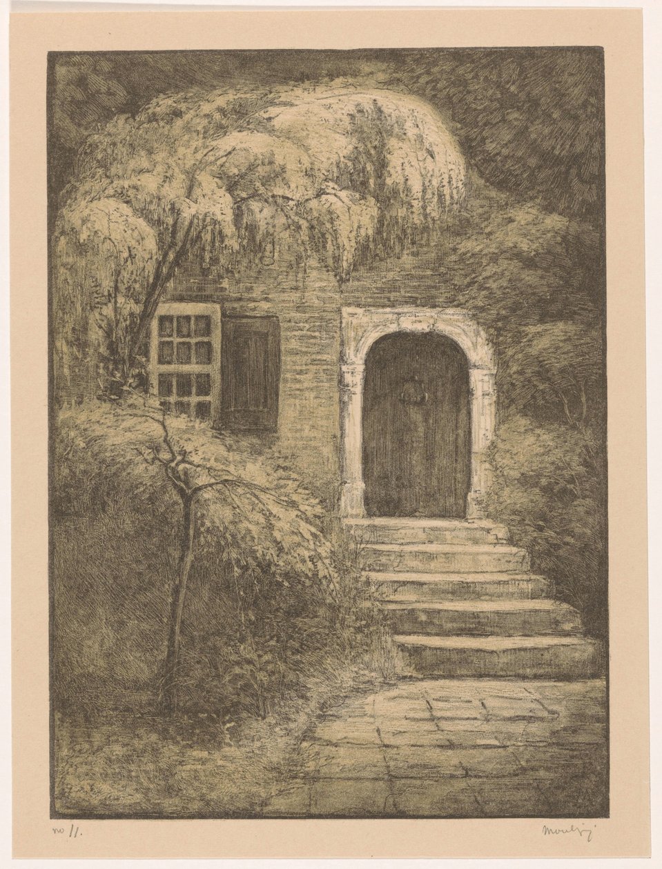 Puerta con escalones de piedra
La puerta trasera (título original) de Simon Moulijn (signed by artist)