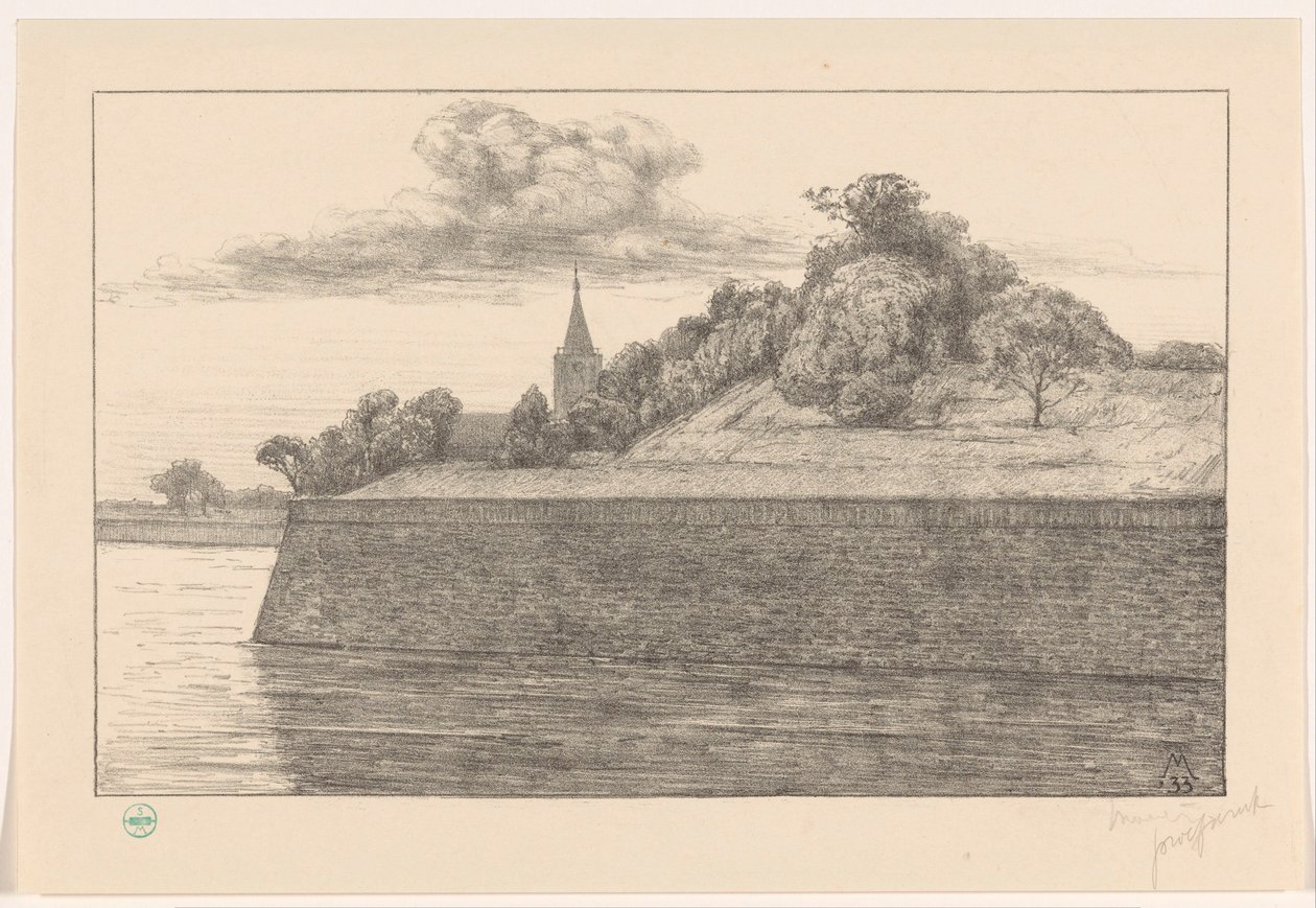 Vista del bastión de Promers (título original) Las murallas de Naarden (título original de la serie) de Simon Moulijn (signed by artist)