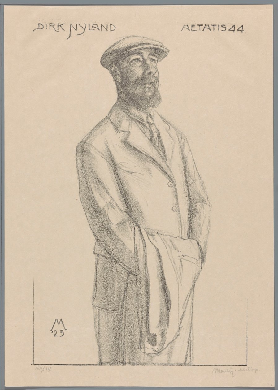 Retrato de Dirk Hidde Nijland con abrigo sobre el brazo de Simon Moulijn (signed by artist)