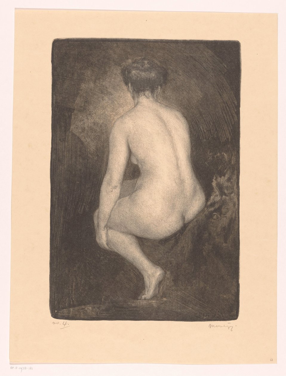 Mujer desnuda sentada de Simon Moulijn (signed by artist)