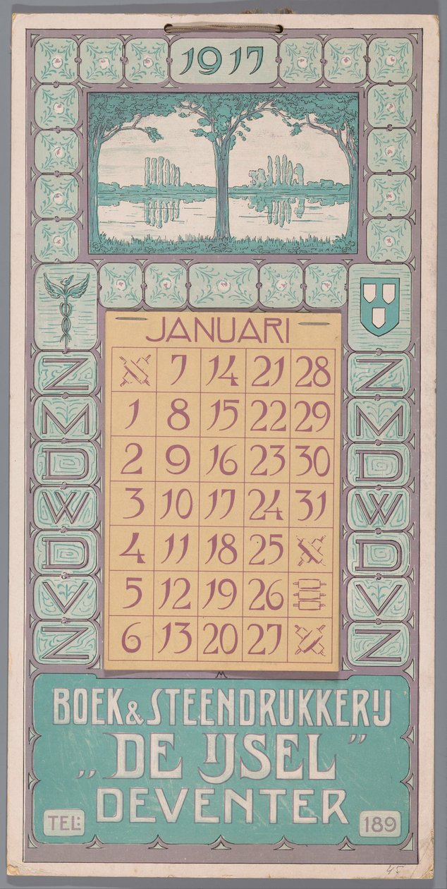 calendario de 1917 de Simon Moulijn