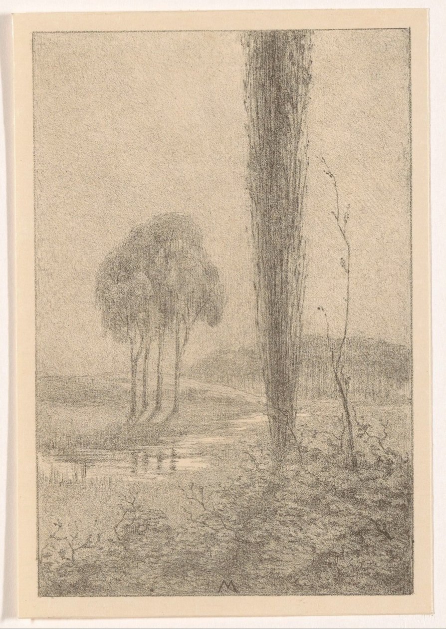 Paisaje con árboles y arroyo de Simon Moulijn