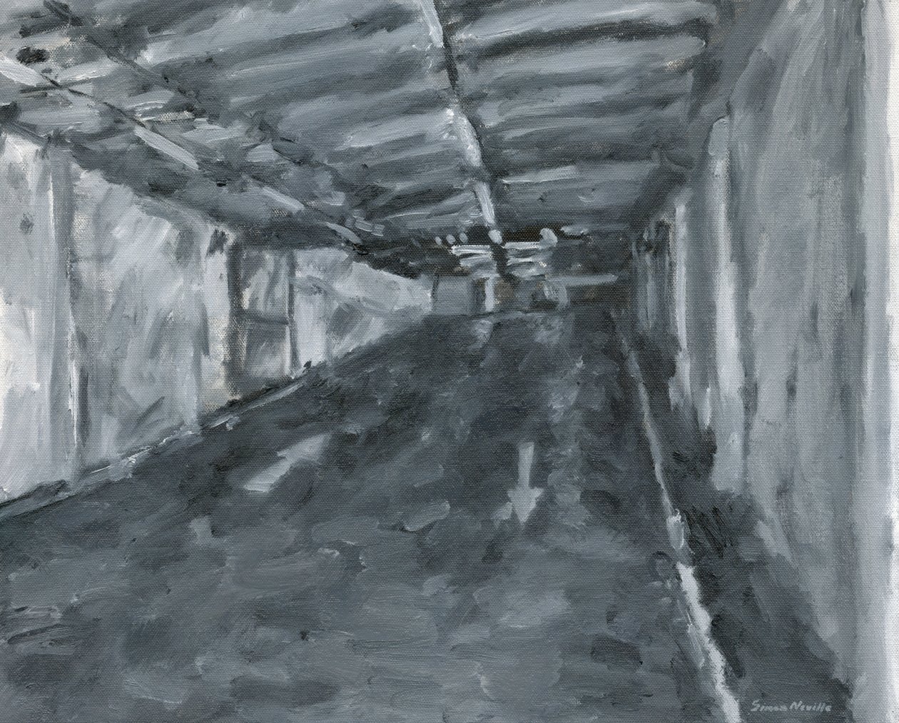Interior de aparcamiento nº 11, 2023 (óleo sobre lienzo) de Simon Neville