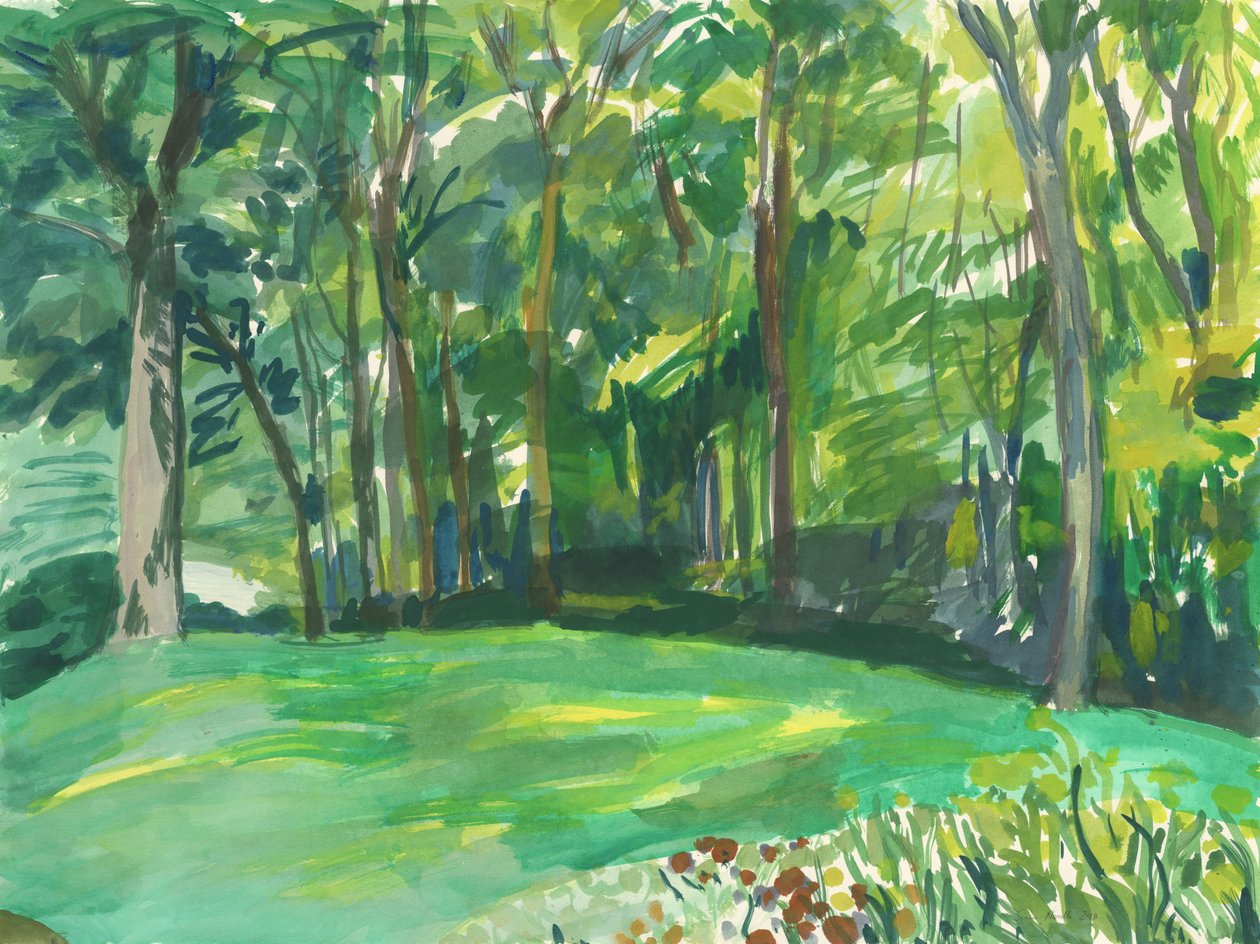 Jardín y humedal, 2018 (acuarela sobre papel) de Simon Neville