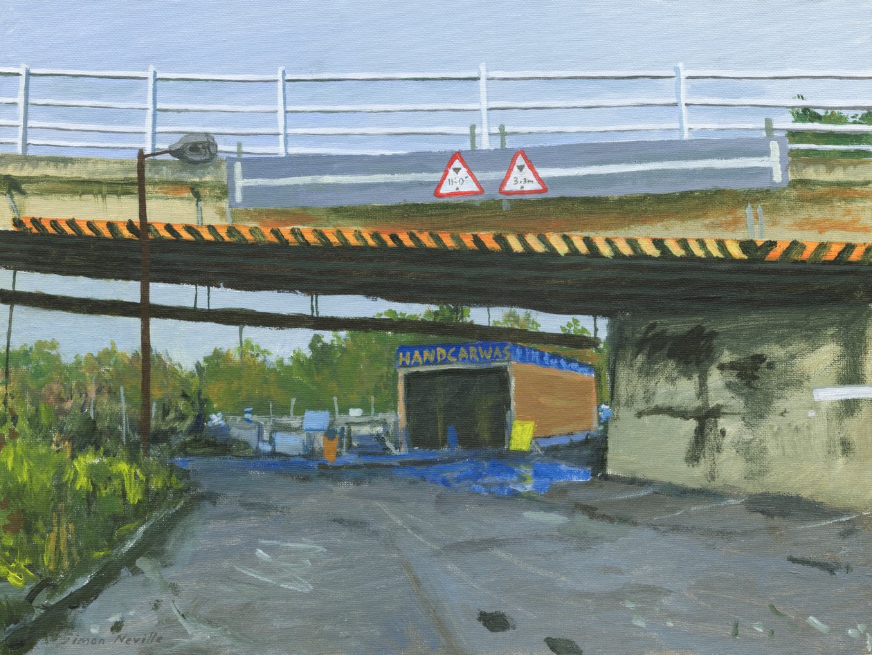 Hand car wash, 2024 (acrílico sobre panel de lienzo) de Simon Neville