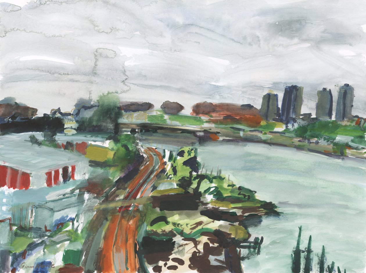 Harlem River view (acuarela y gouache sobre papel) de Simon Neville
