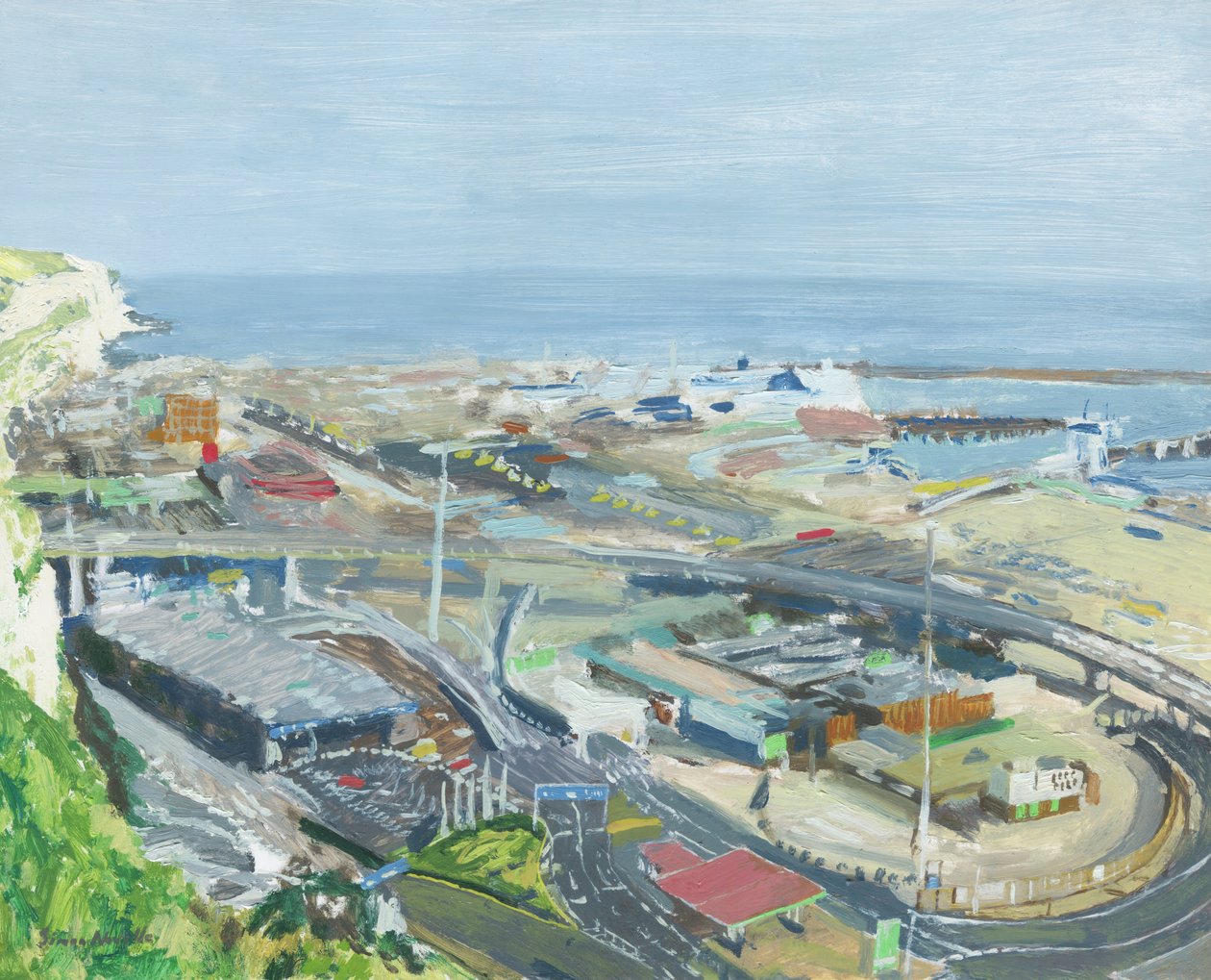 Puerto de Dover, 2019 (óleo sobre panel) de Simon Neville