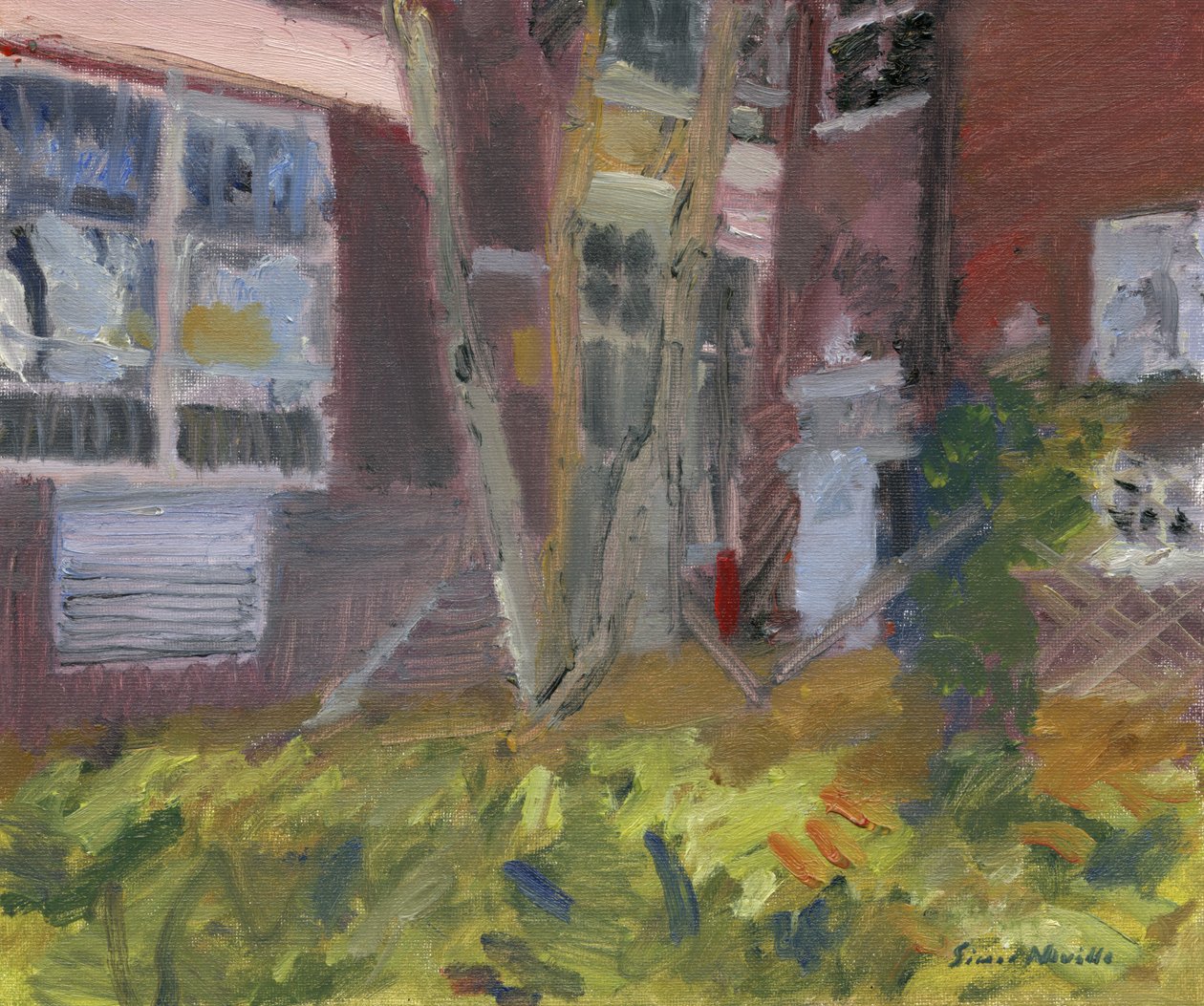 Edificio de la central telefónica, 2023 (óleo sobre lienzo) de Simon Neville