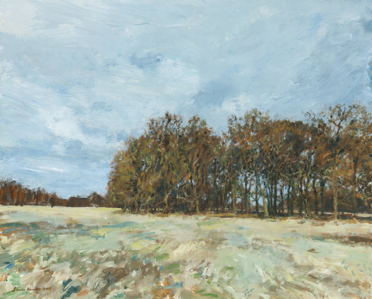 Bosque, Richmond Park, 2019 (óleo sobre panel) de Simon Neville