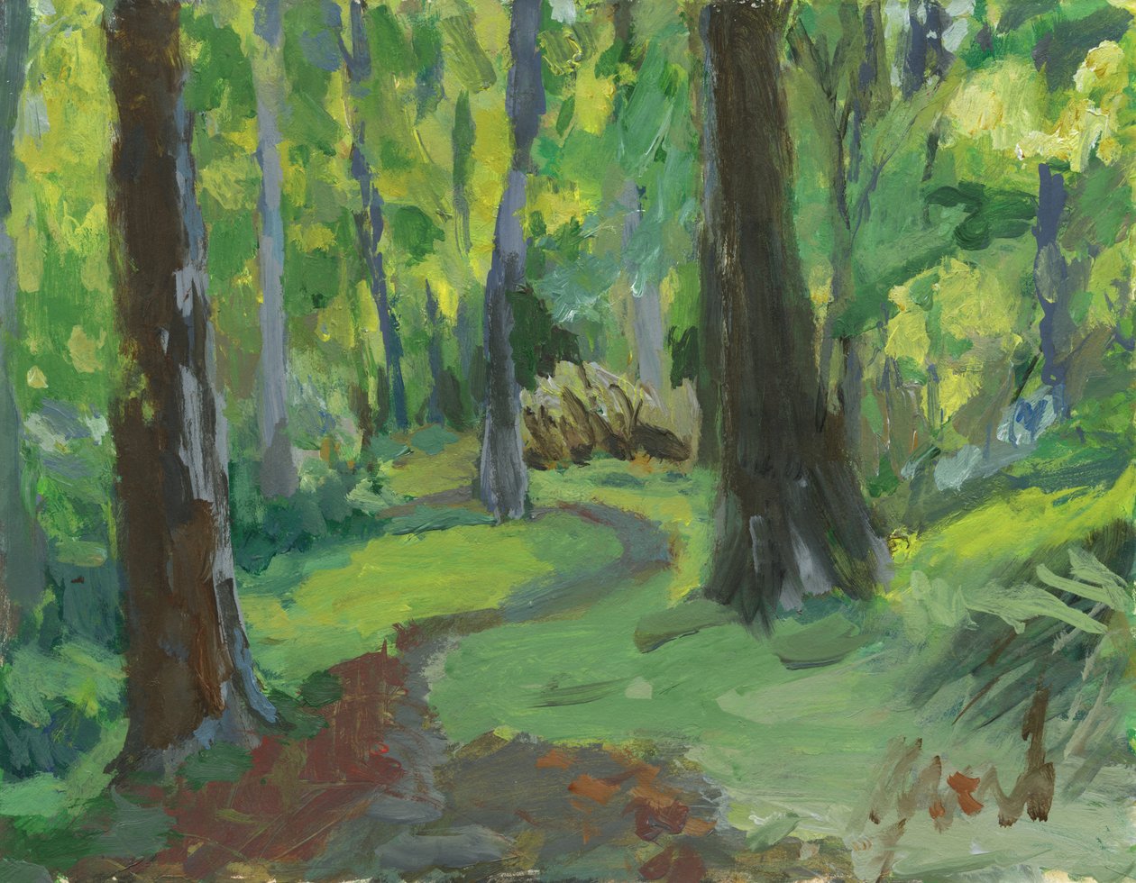 Camino del bosque, 2023 (acrílico sobre papel) de Simon Neville