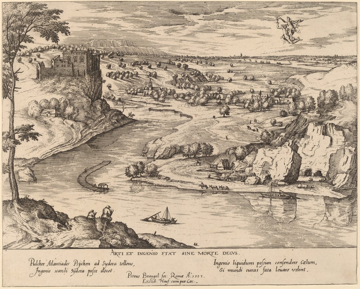 Paisaje fluvial con Mercurio y Psique de Simon Novellanus after Pieter Bruegel the Elder