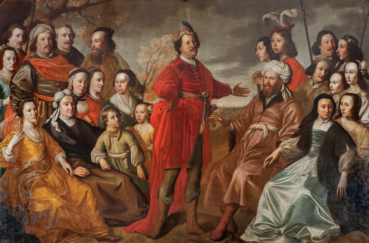 El llamado retrato de la familia Groening, c.1663 (óleo sobre lienzo) de Simon Peter Tilemann