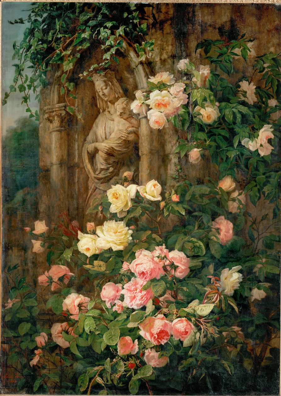Le Benitier: Notre-Dame-des-Roses (pintura sobre lienzo) de Simon Saint-Jean
