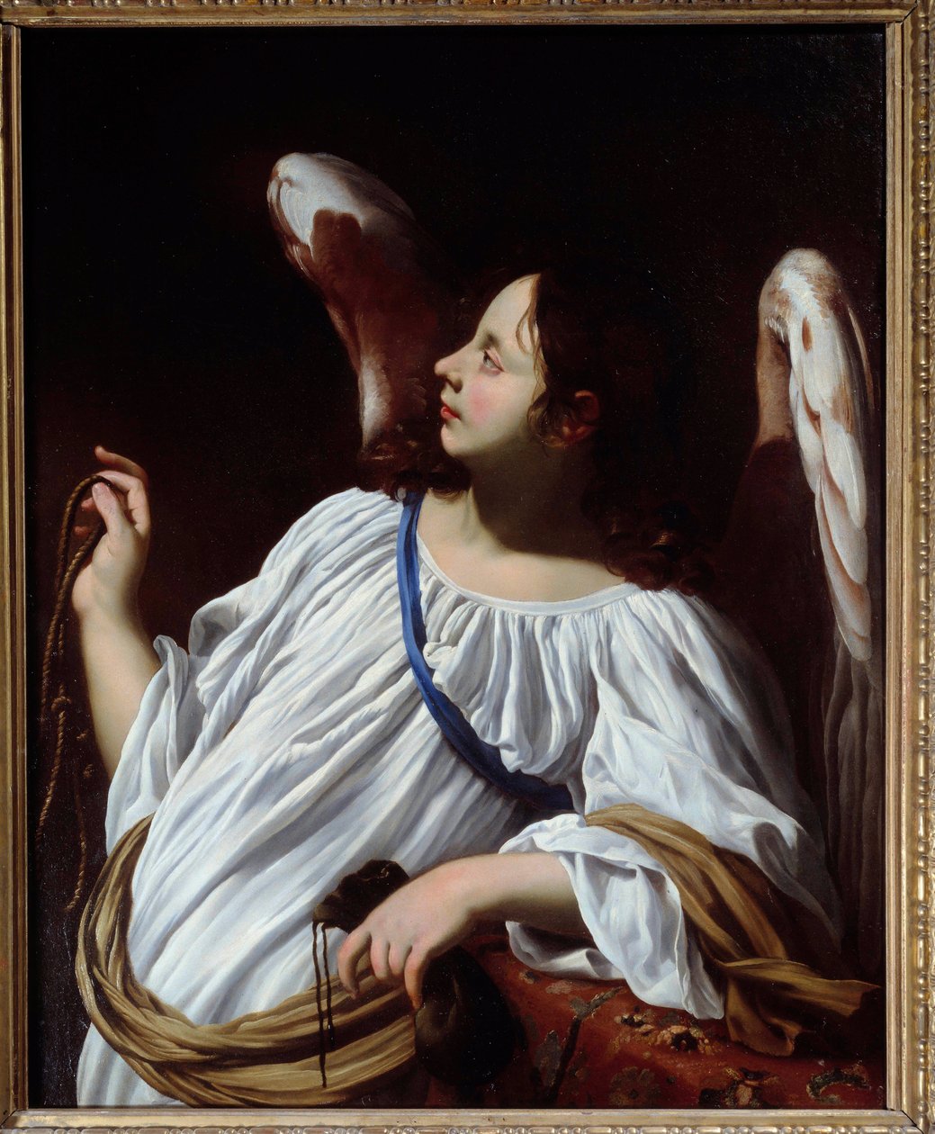 Ángel con la cuerda y la bolsa, instrumentos de la Pasión de Cristo (detalle) de Simon Vouet