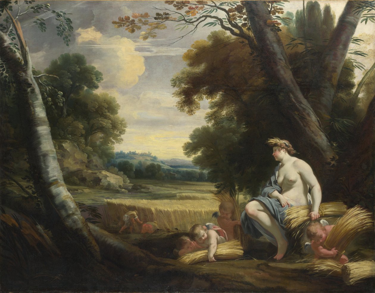 Ceres y Cupidos cosechando, c. 1635 de Simon Vouet