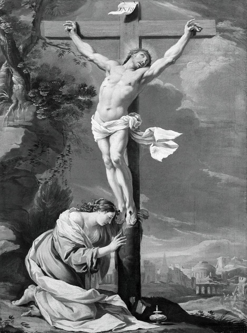 Cristo en la cruz con María Magdalena, 1640-50 de Simon Vouet