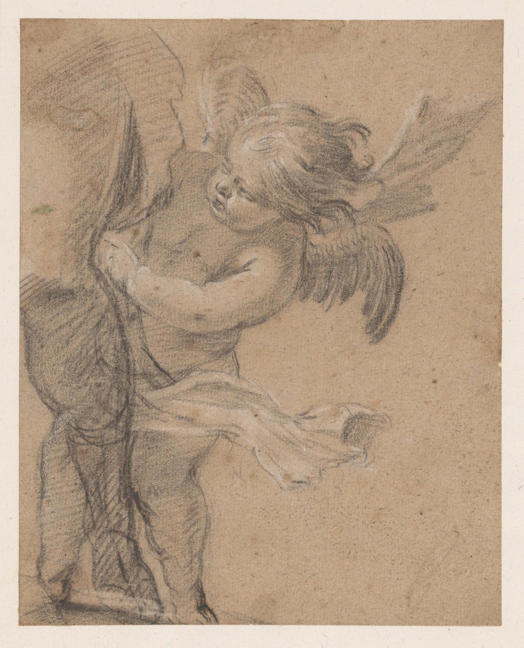 Ángel junto a la pierna de San Roque de Simon Vouet