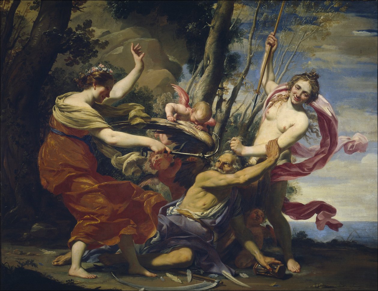 El Tiempo vencido por el Amor, la Esperanza y la Belleza, 1627 de Simon Vouet