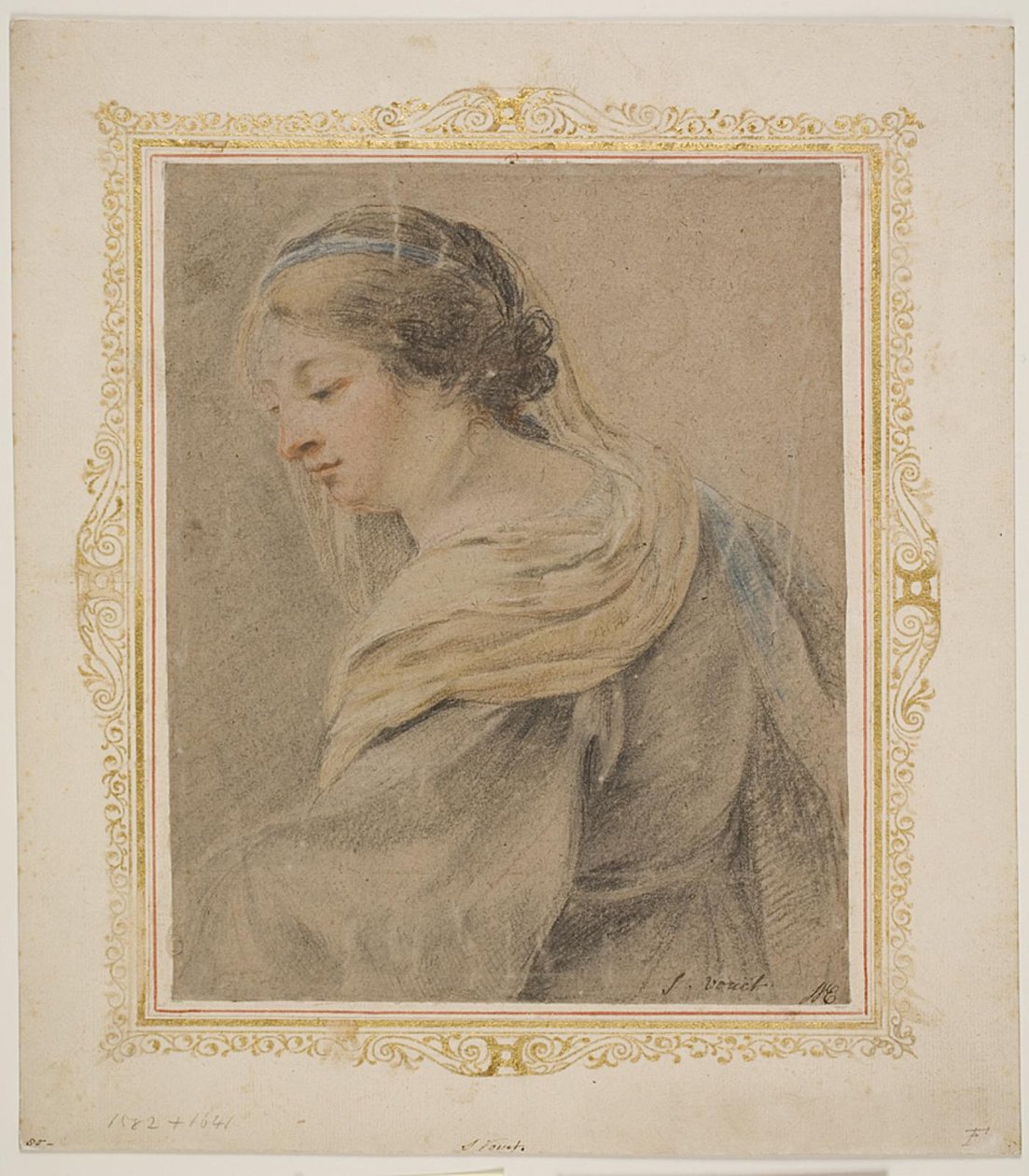 Estudio de mujer para "La Madonna y el niño" de Simon Vouet