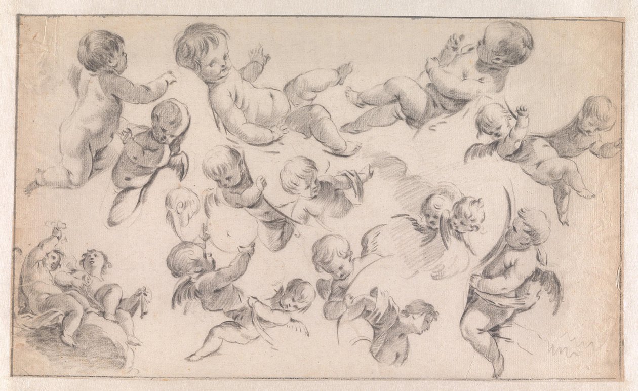 Estudio para una decoración con putti de Simon Vouet