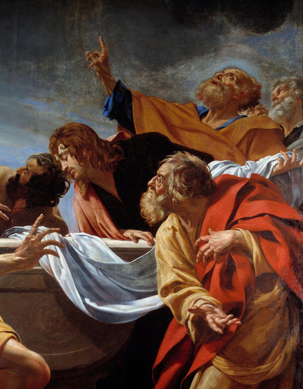 Los Apóstoles en la Tumba de la Virgen (detalle) de Simon Vouet