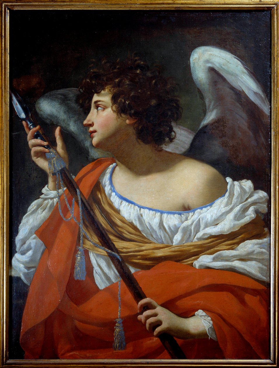 El ángel llevando la lanza que ha perforado el corazón de Cristo y la esponja empapada en vinagre de Simon Vouet