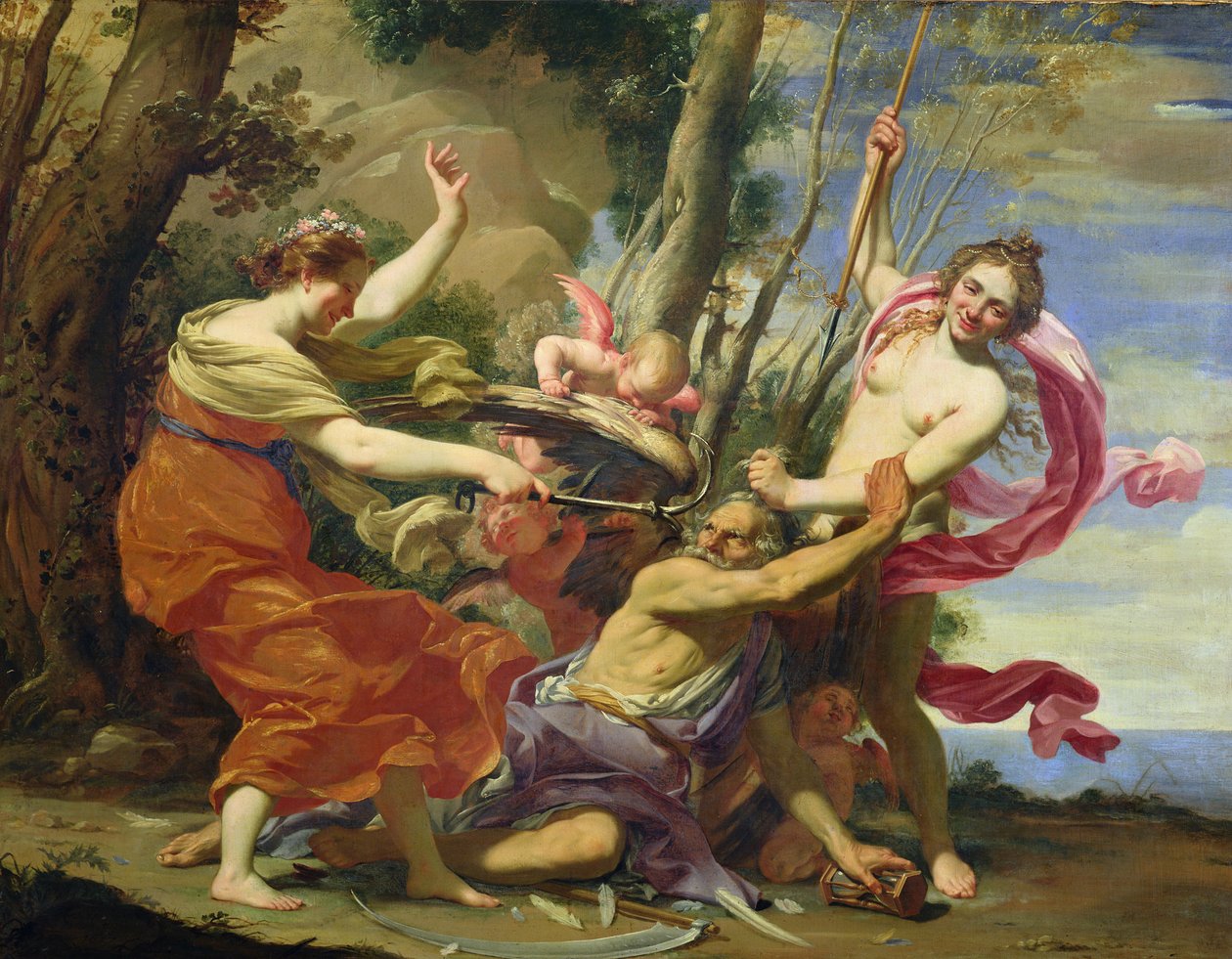 El tiempo vencido por la juventud y la belleza de Simon Vouet