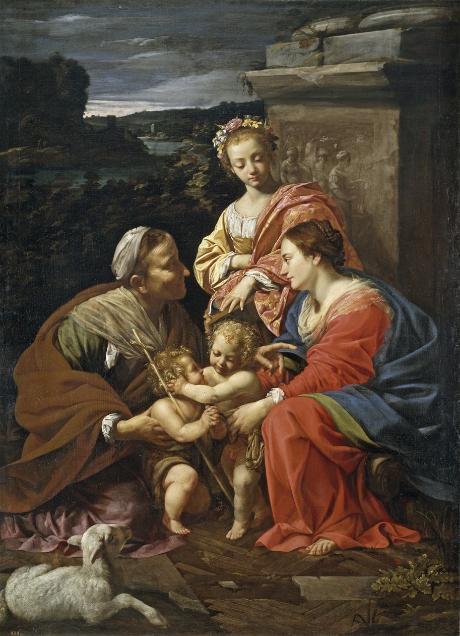 Virgen y niño con Juan Bautista de Niño, Santa Isabel y Santa Catalina - Vouet, Simon (1590-1649) - 1625-1626 - Óleo sobre lienzo - 182x130 - Museo del Prado, Madrid de Simon Vouet