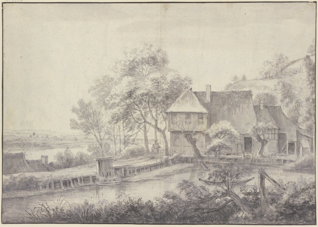 Granja junto a un canal de Simon de Vlieger