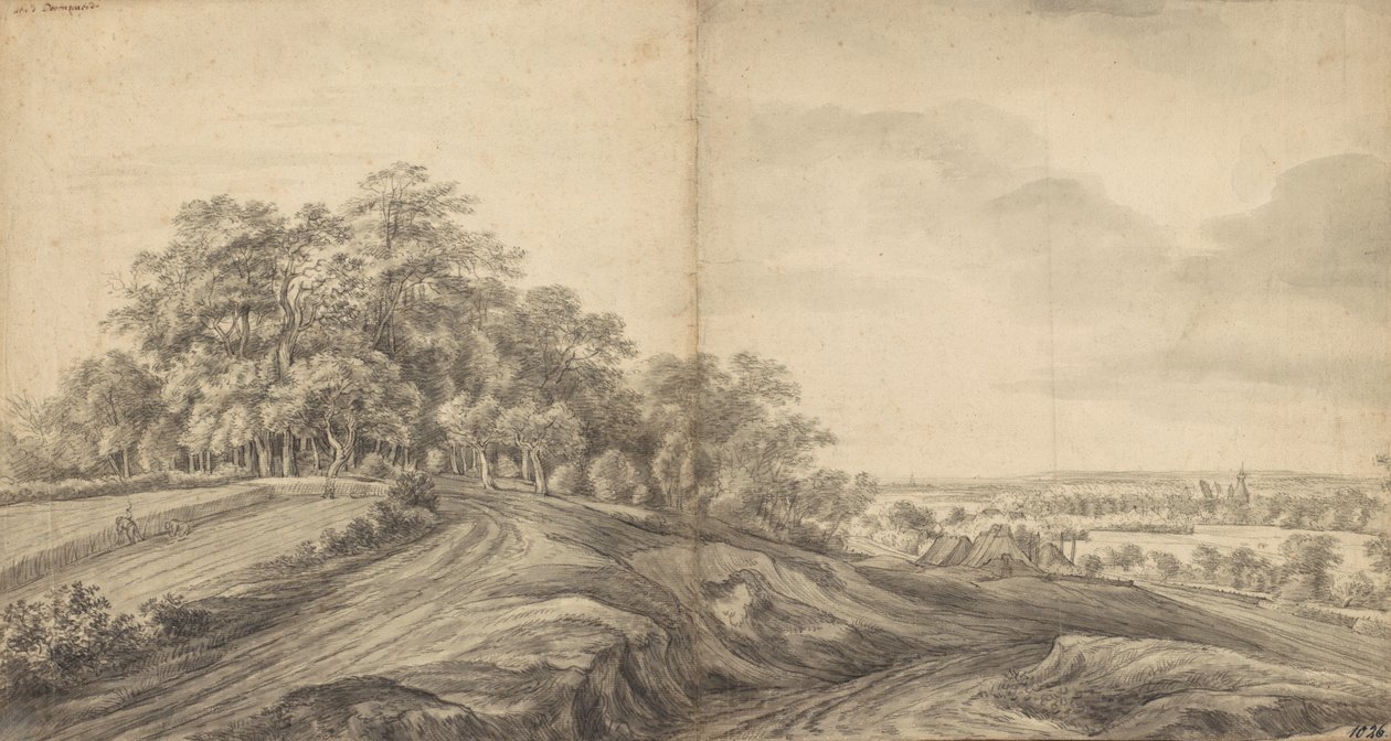 Panorama de Boersberg con el castillo de Doorwerth a lo lejos de Simon de Vlieger