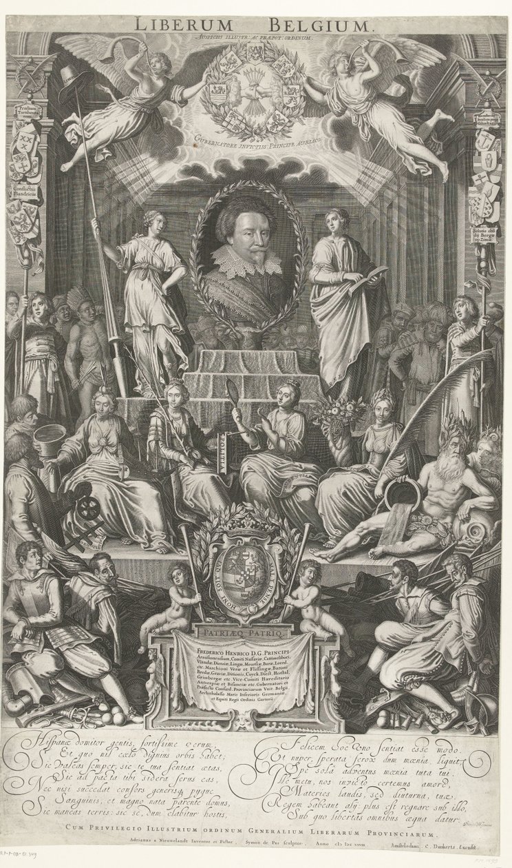 Frederick Henry como protector de la religión y la libertad, 1628 Liberum Bélgica (título sobre objeto) de Simon van de Passe