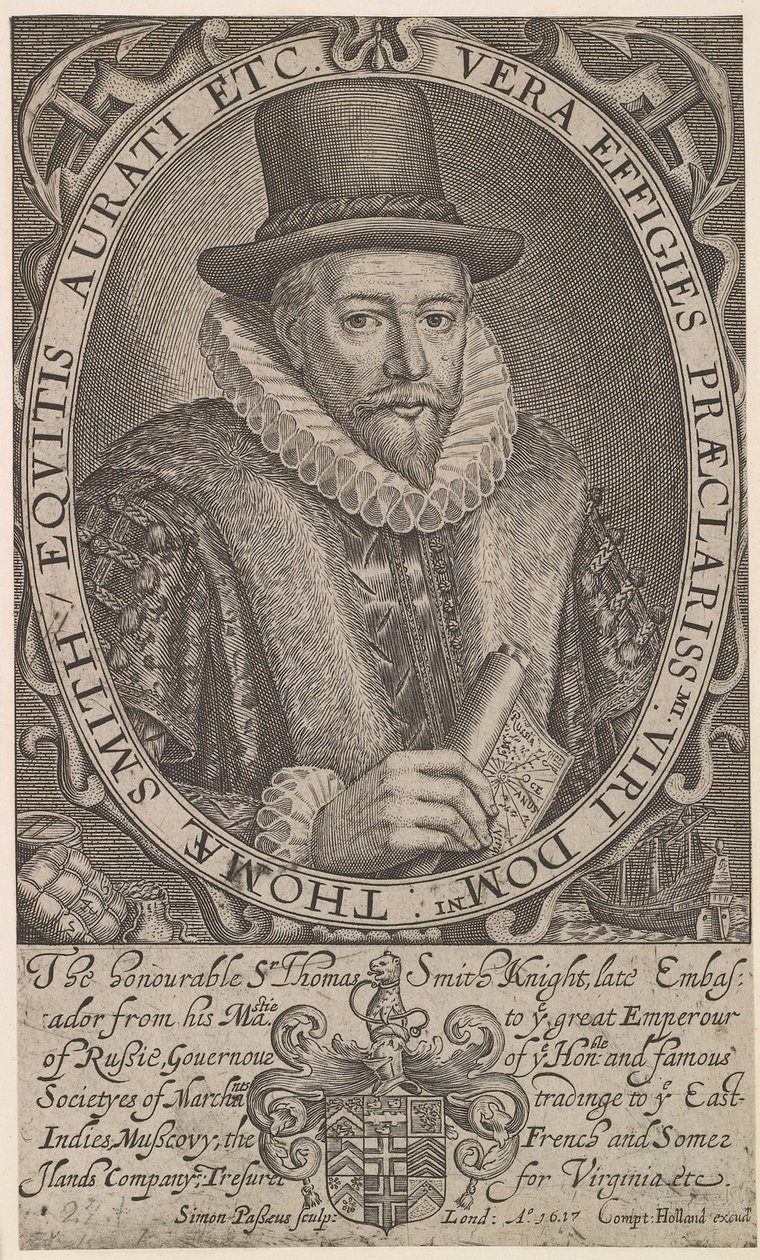 Sir Thomas Smith, primer gobernador de la Compañía de las Indias Orientales, embajador en Rusia 1604-1605, 1617 de Simon van de Passe