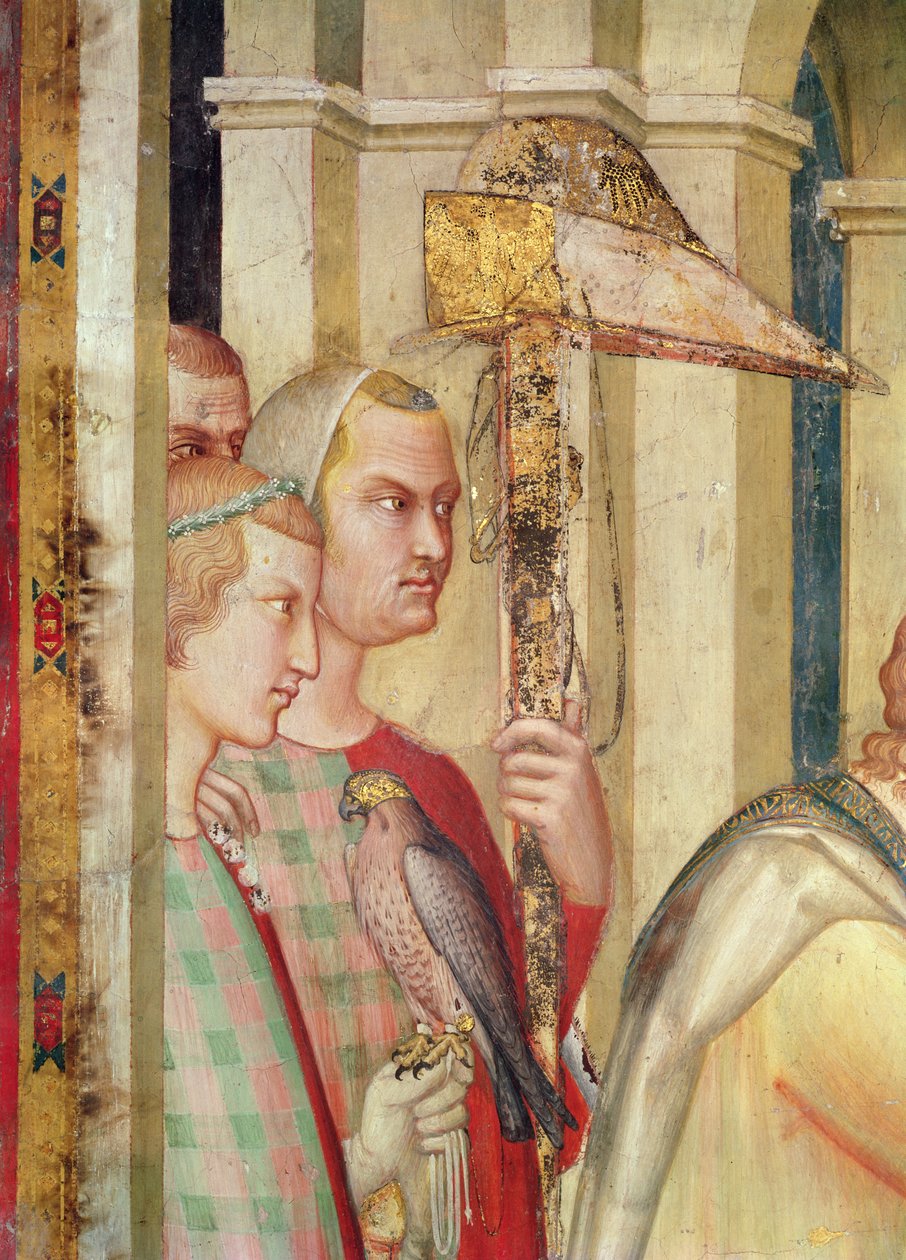 (detalle) de un halconero de la vida de San Martín, c.1326 de Simone Martini