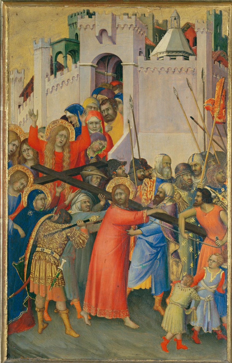 Le Portement de Croix - El Porte de la Cruz Parte de un políptico, pintado para un miembro de la familia Orsini ... de Simone (after) Martini