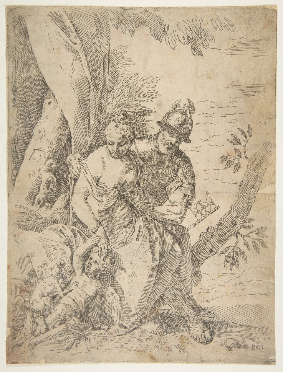 Marte, Venus y Cupido, ca. 1637-1639 de Simone Cantarini