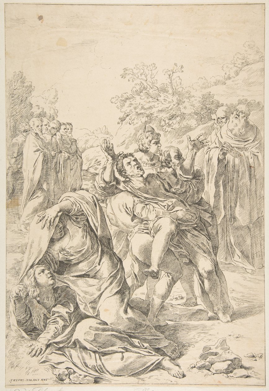San Benito exorcizando un demonio, ca. 1637-1639 de Simone Cantarini