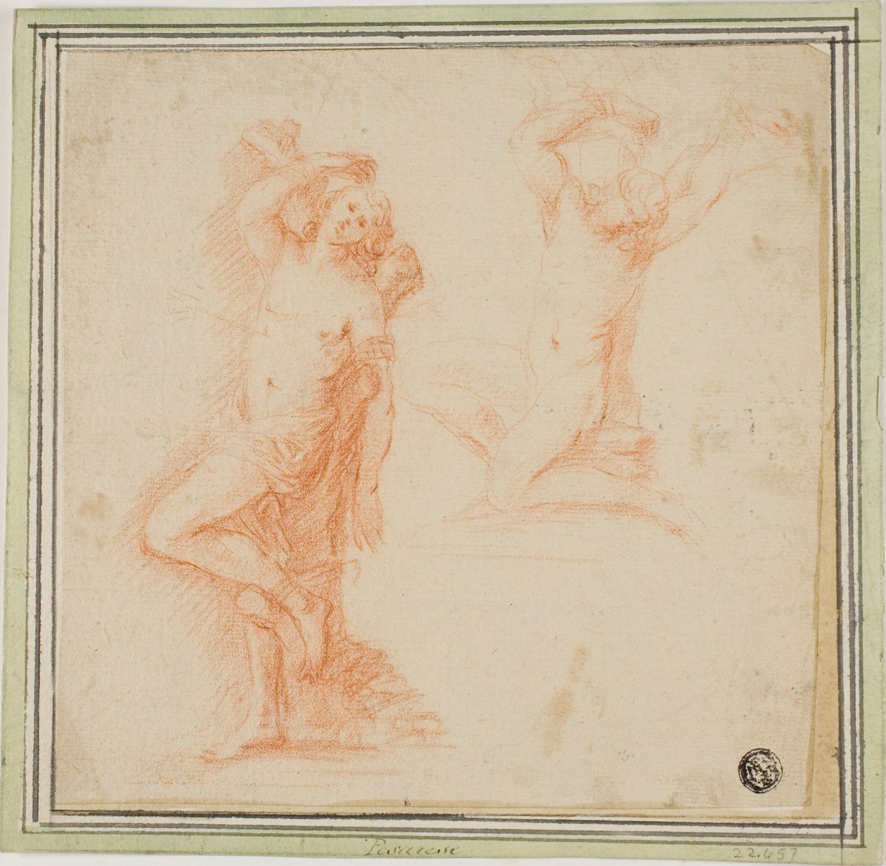 Dos bocetos de San Sebastián de Simone Cantarini