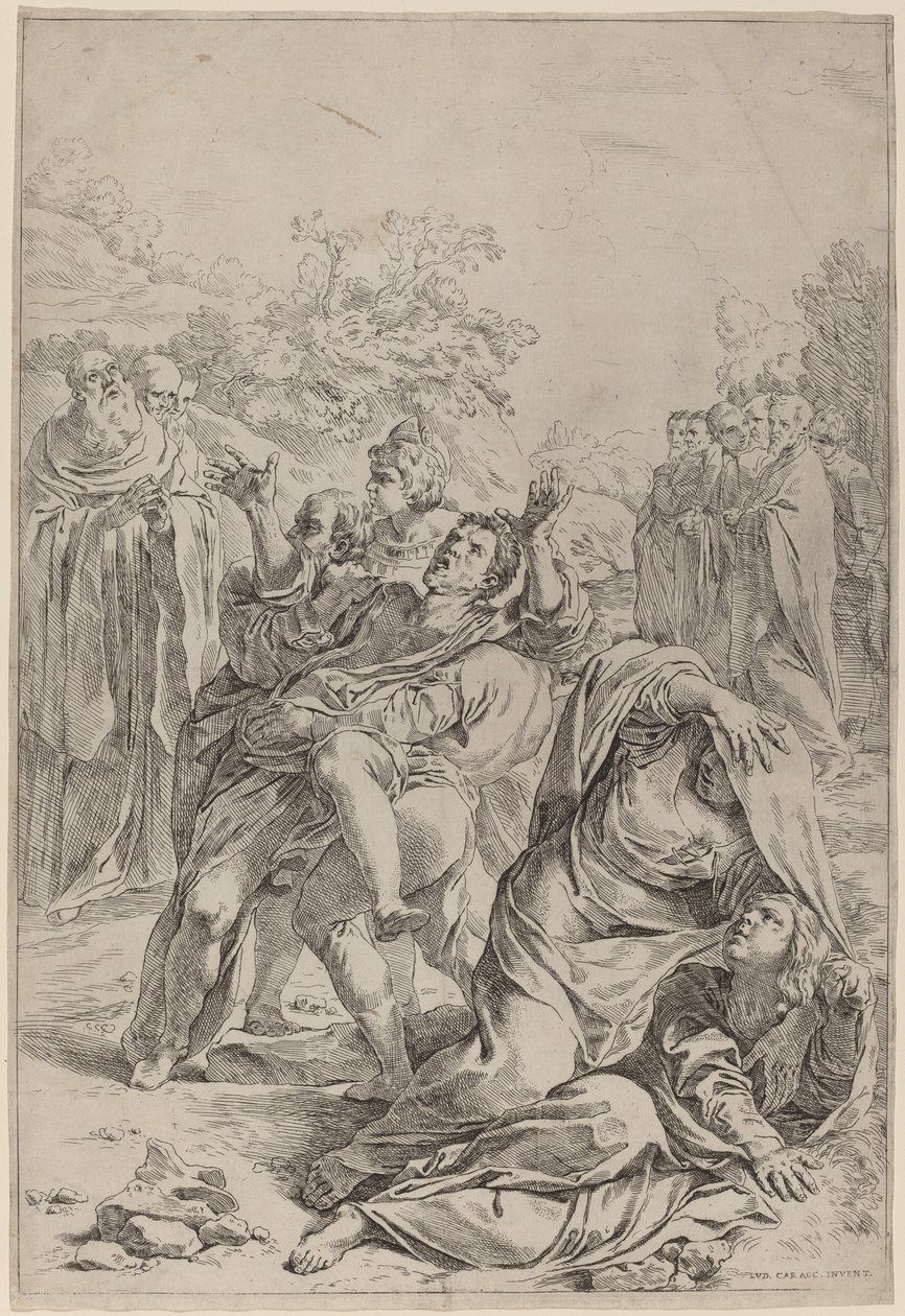 San Benito Curando al Poseído de Simone Cantarini after Lodovico Carracci