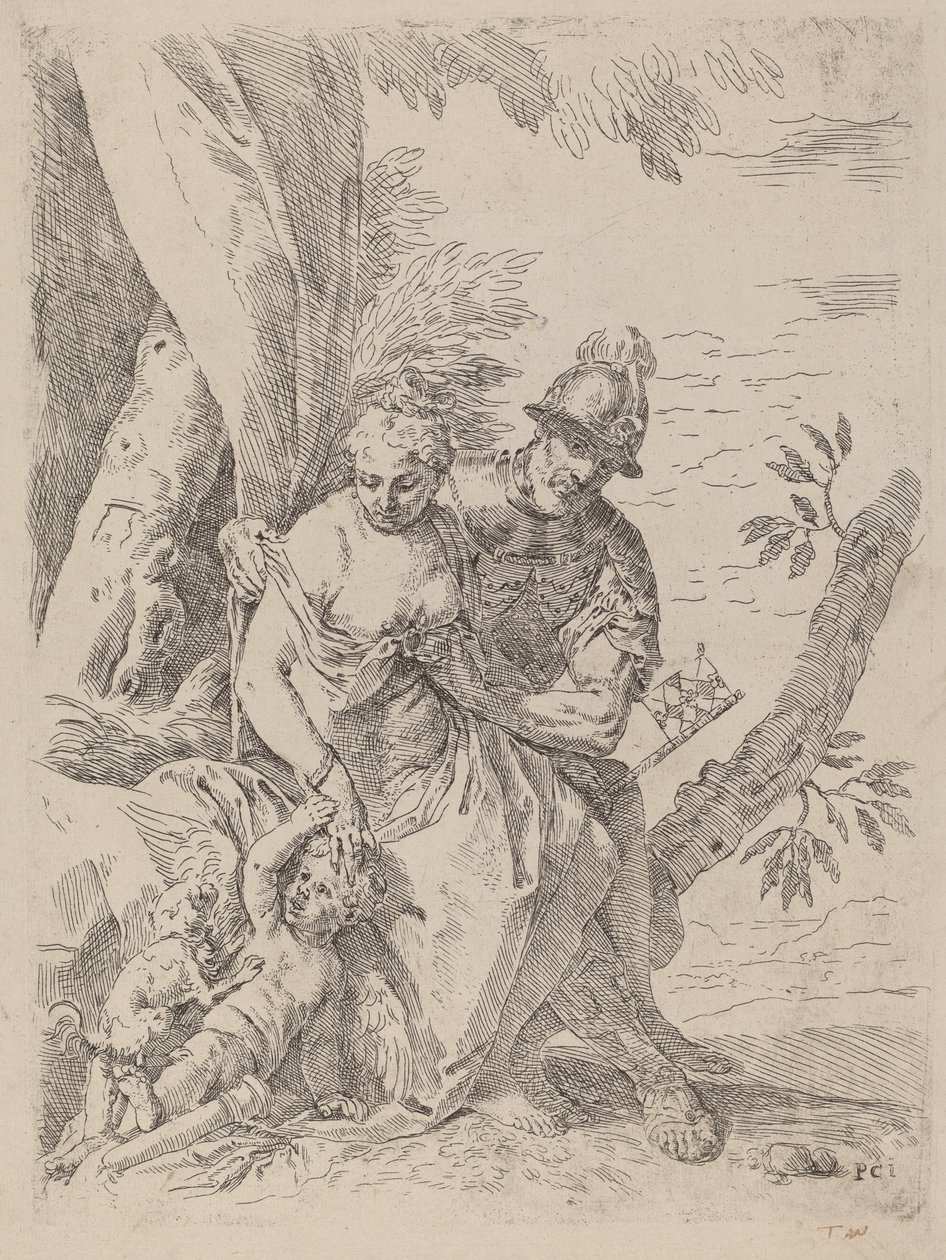 Marte, Venus y Cupido de Simone Cantarini after Veronese