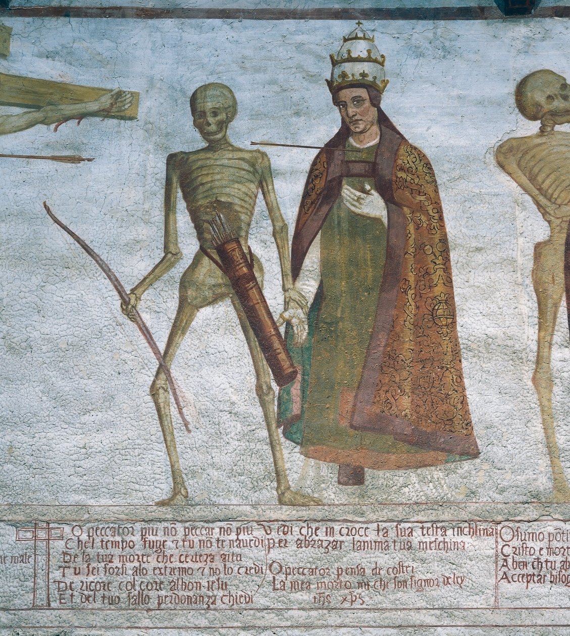 La Muerte pidiendo al Papa que baile, (detalle) de La Danza de la Muerte de Simone II Baschenis